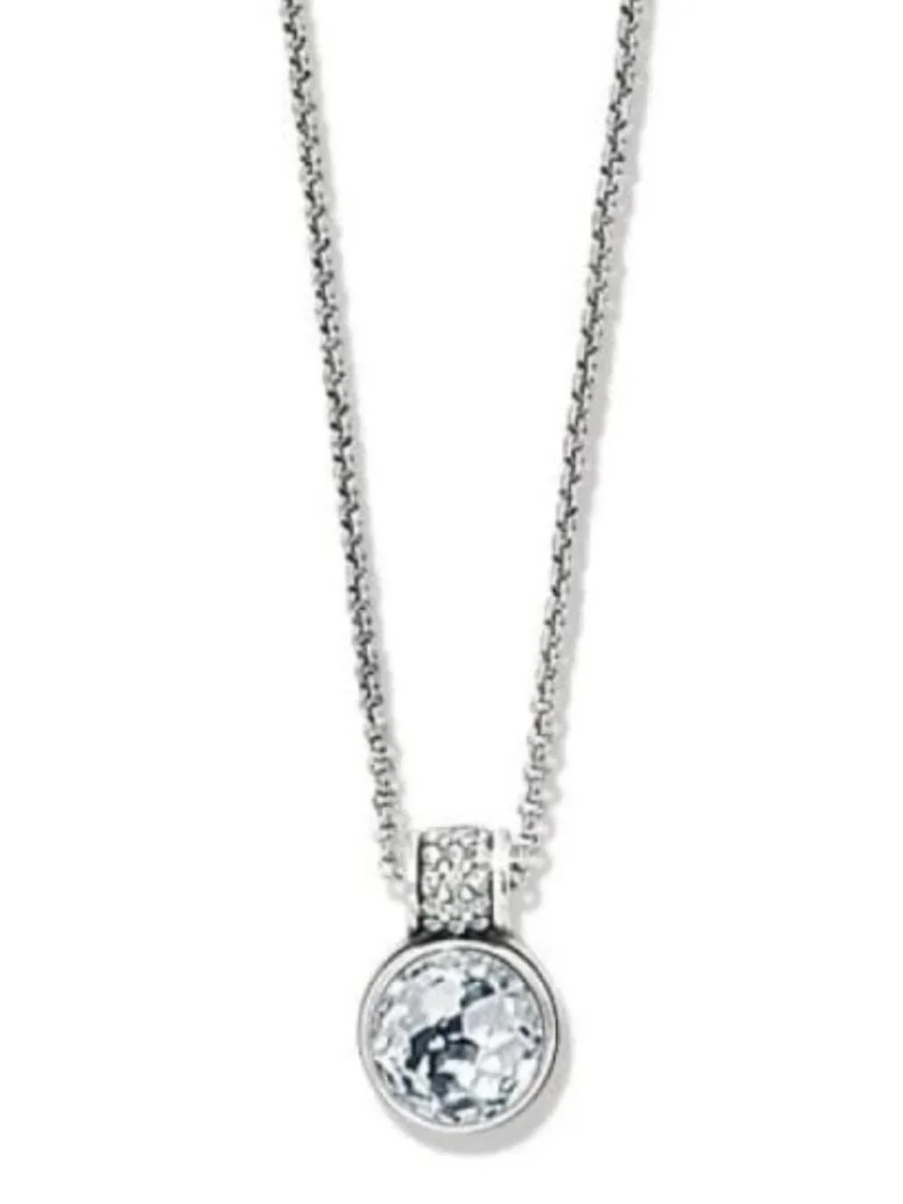 New Brighton Meridian Aurora Crystal Petite Pendant Layer Silver Chain Necklace